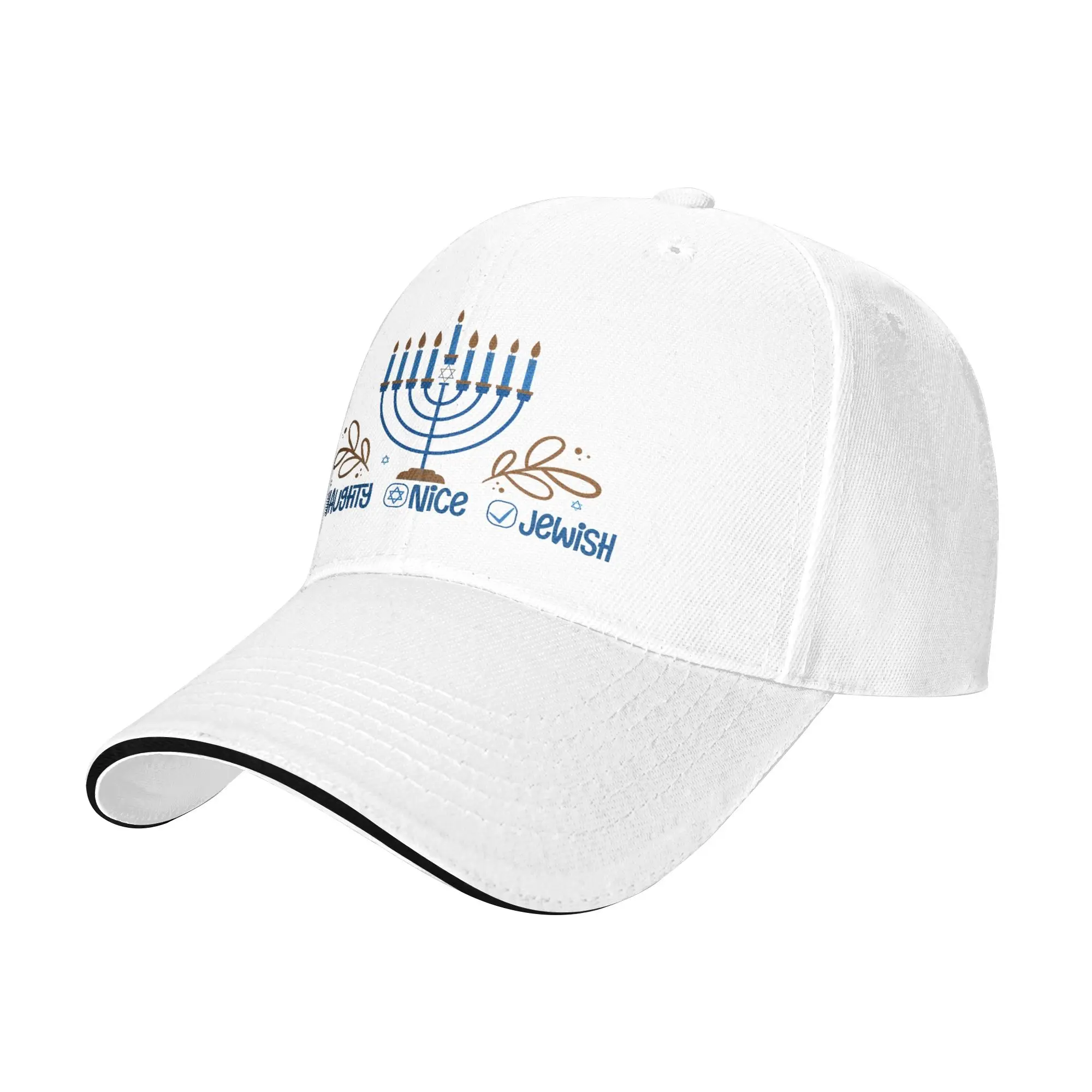 Naughty Nice Jewish Happy Hanukkah Baseball Cap Fashion  Sandwich Caps Unisex Style Breathable Headwear Activities