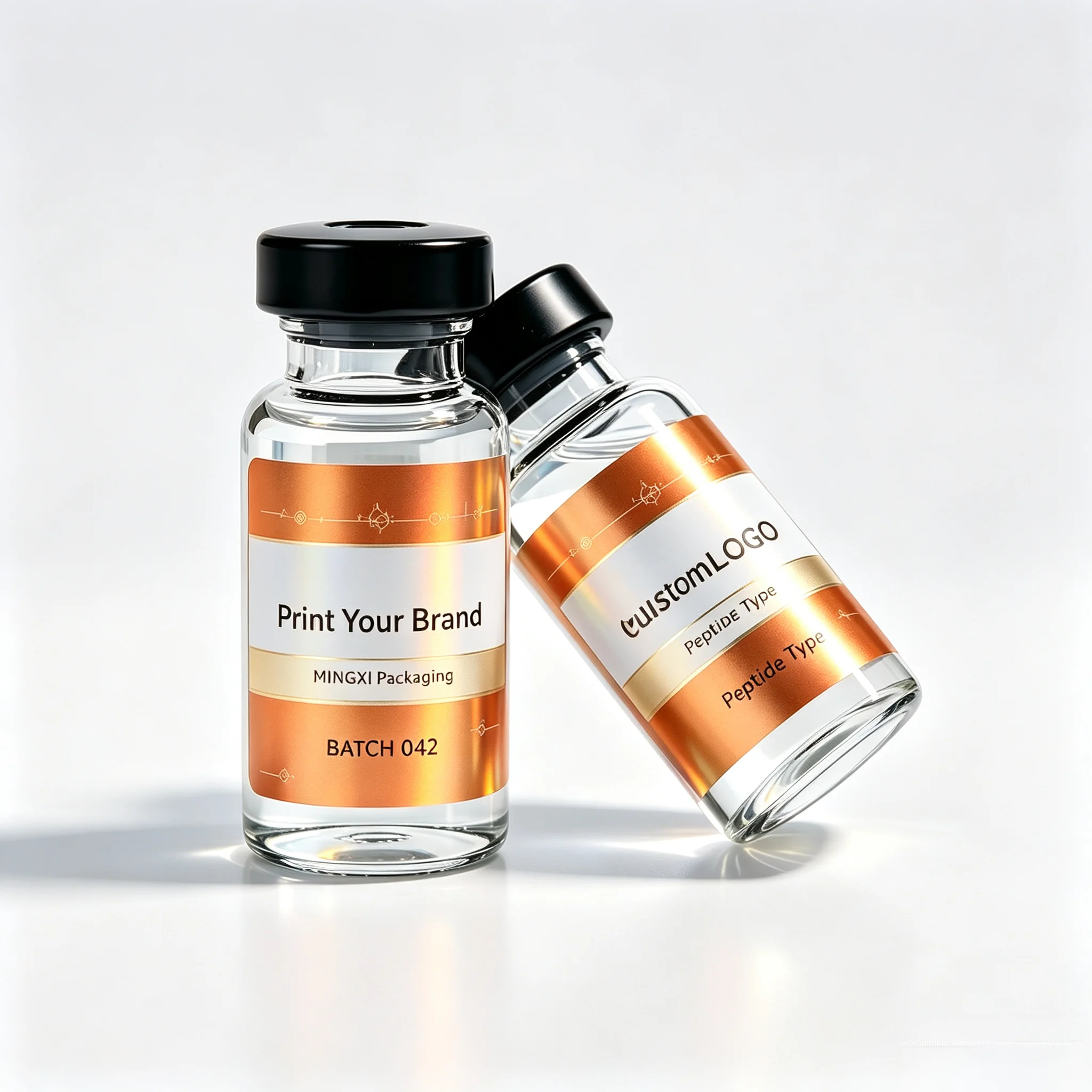 High Temp Resistant Waterproof Self‑Adhesive Peptide Vial Stickers Precision Printed Labels for Injectable Health Containers