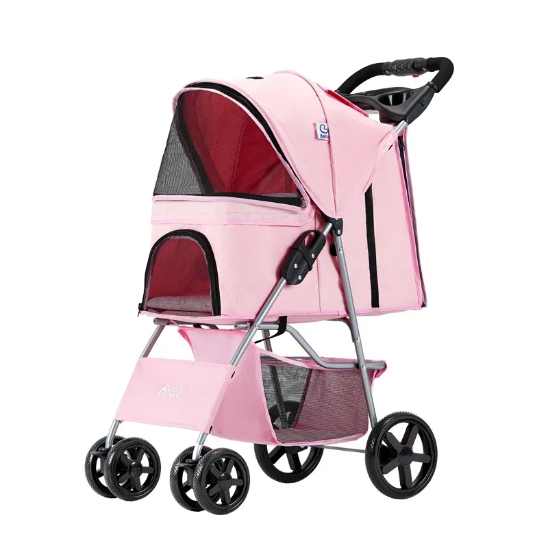 

for Lightweight Folding Pet Trolley Dog Cat Stroller Baby Pets Cage Outdoor Small Mobile Enclosure Portable Animal Transport