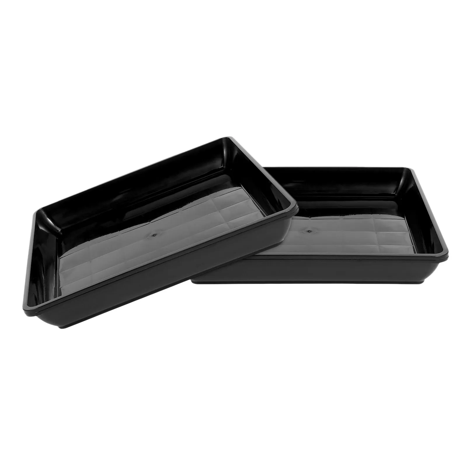 2Pcs Plant Pot Saucers Rectangular Thickened Plastic Trays Leakproof Drip Tray for Indoor Planters Water Catcher Saucer