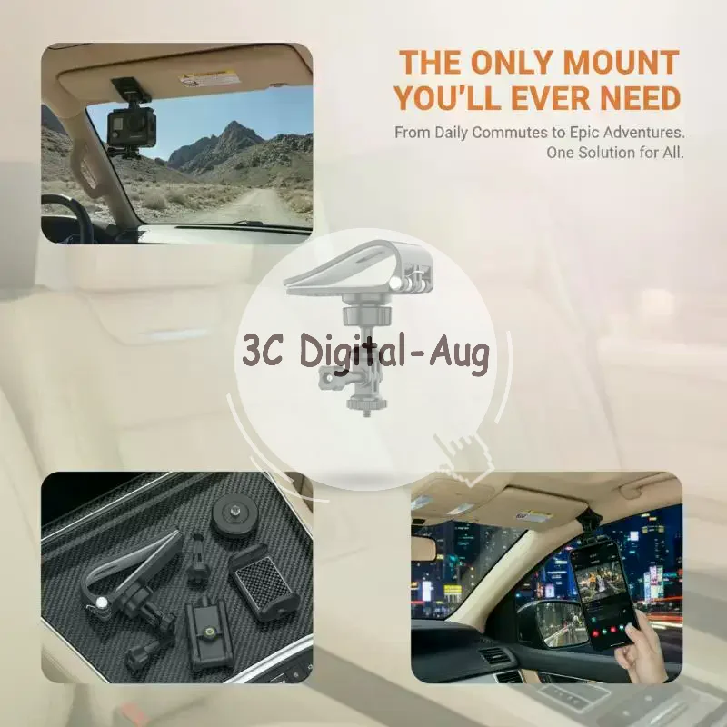 1PCS Easy Install Car Action Camera Mount Sun Visor POV Recording Cradle Stable Holder for Driving Vlog Outdoor Road Trip