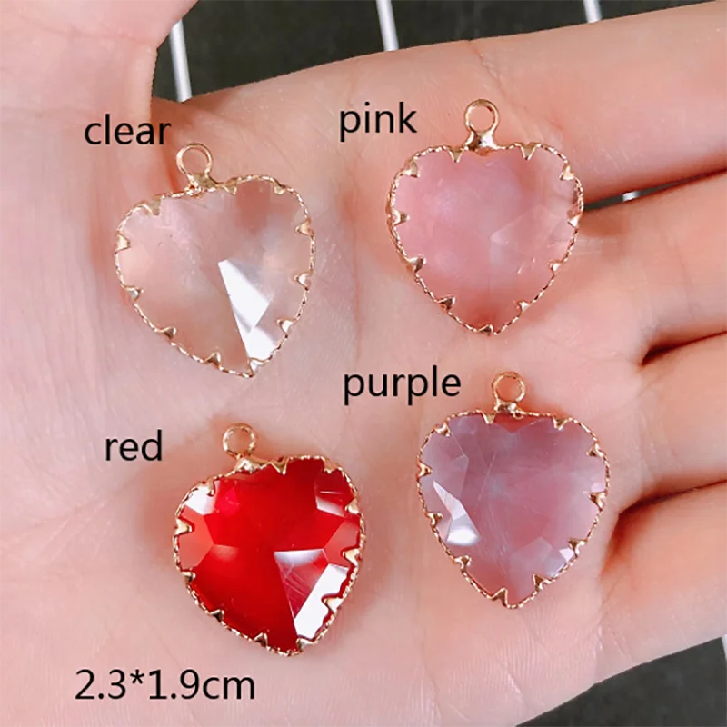 透明な小さなハートの形をしたネックレスのペンダント,2〜4個のセット,チャーム,ブレスレット,ネックレス,ジュエリー