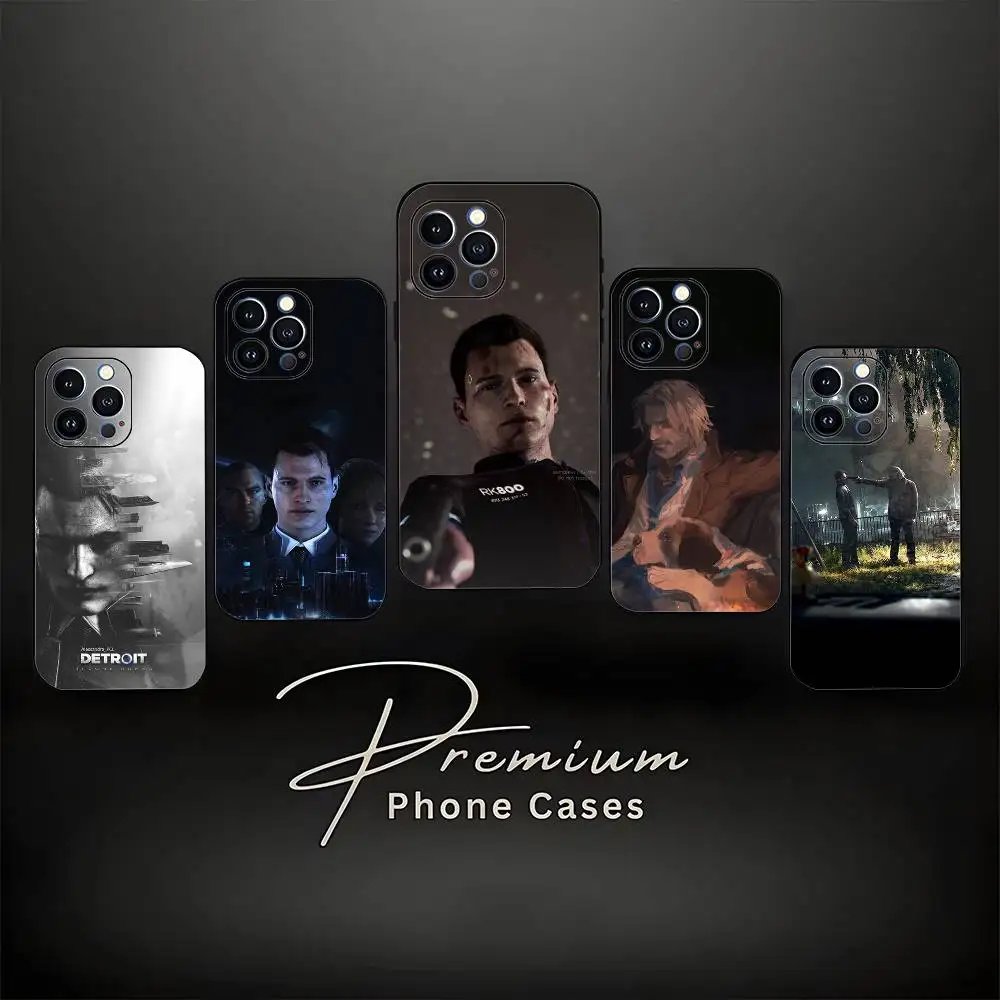 

D-Detroit Become H-Human Phone Case For iPhone 17,16,15,14,13,12,11 ,Pro Max,XS,X,XR,SE,Mini,8,7,Soft Silicone Black Cover
