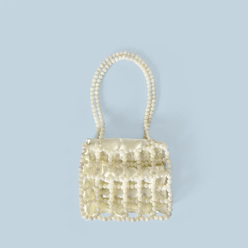 Versatile Light Luxury Metal Beads with Large Capacity Silver One Shoulder Square Bag for Leisure and Versatile Use