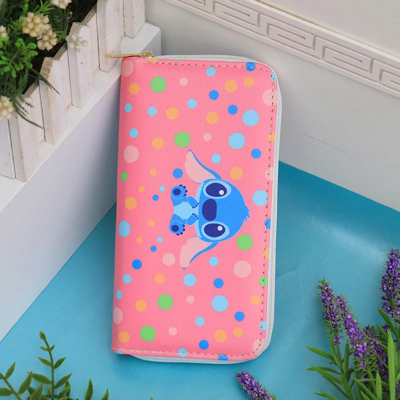 Disney New Stitch Wallet Cartoon Cute Anime Cartoons Zipper Wallet Long Large Capacity Multi-card Slot Student Coin Purse