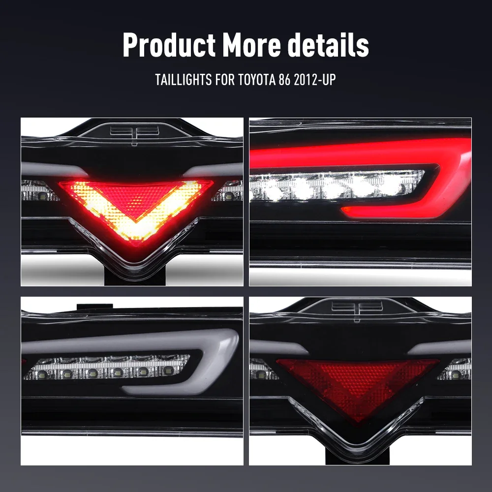 زوج من أضواء خلفية LED لتويوتا 86 12-UP (مصد LED) عكس الفرامل إشارة دوران السيارة الخلفية الذيل ضوء الجمعية التوصيل والتشغيل