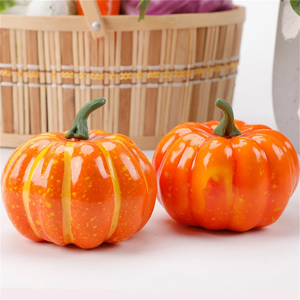 Mini Artificial Halloween Pumpkin Fake Vegetable Simulation Pumpkin DIY Craft Halloween Thanksgiving Home Party Decoration Props