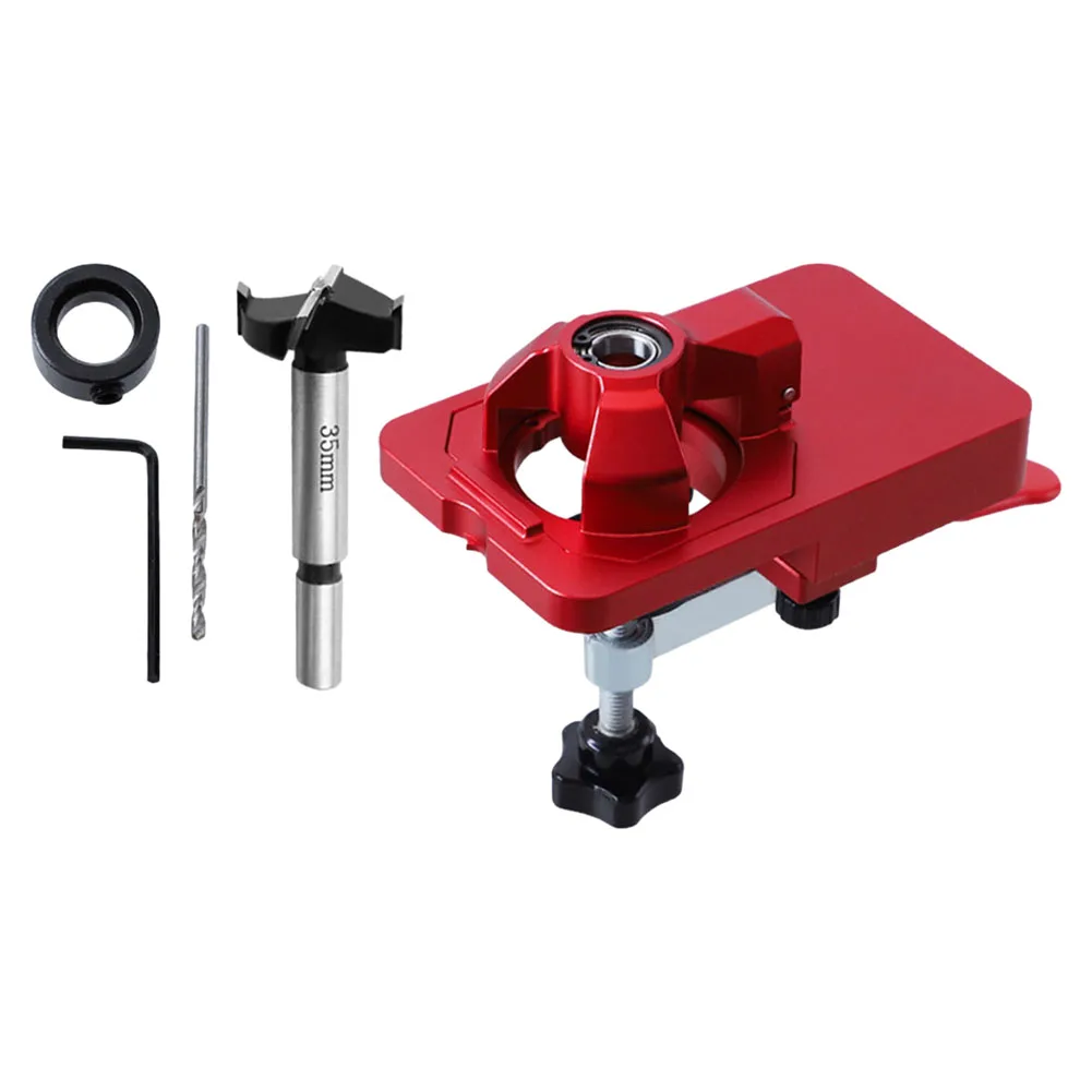 Hinge Hole Open Hinge Drilling Jig Cabinet Door Punching Guide Locator 0‑25mm Aluminum Alloy 2mm Drilling Bit 0‑25mm