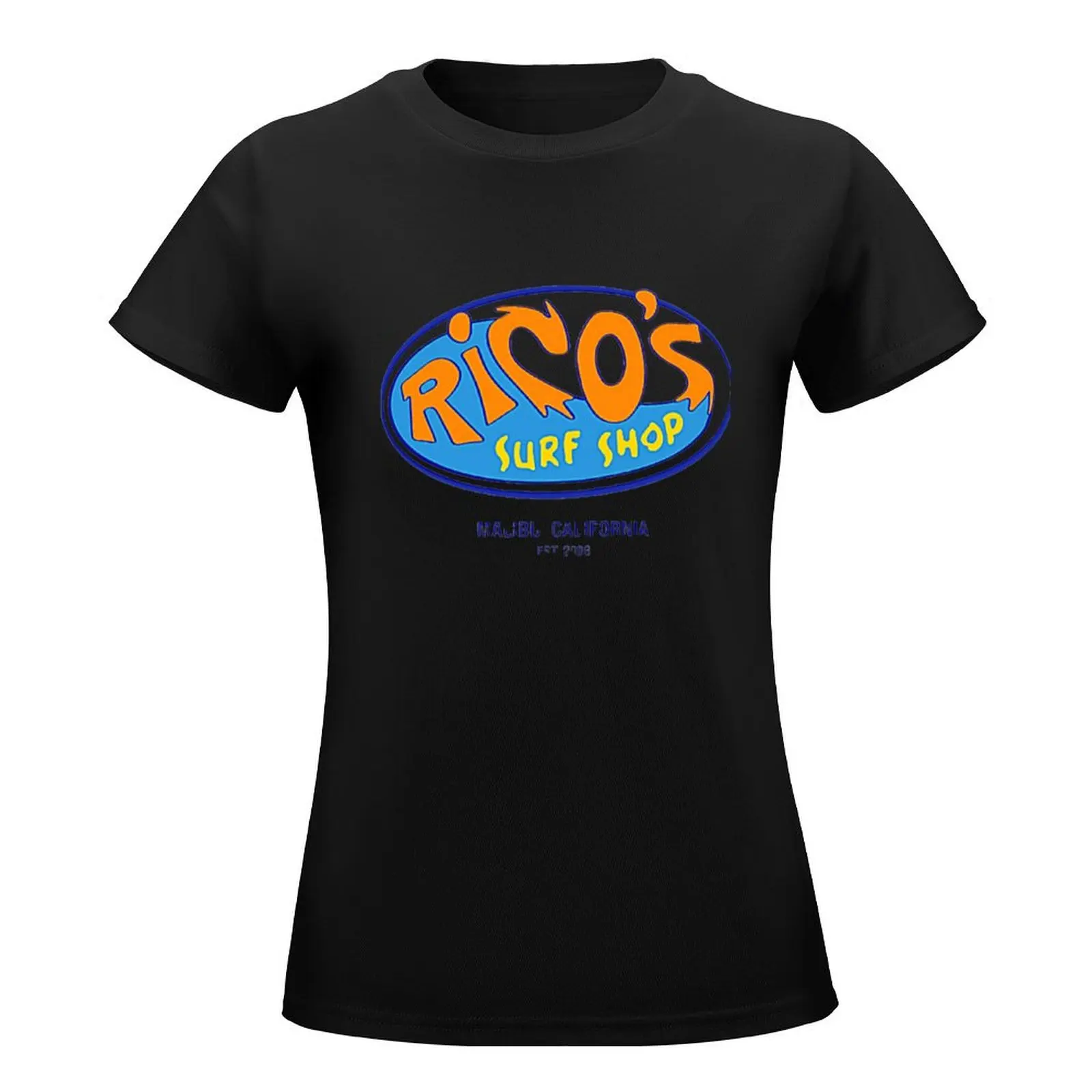 Ricos Surf Shop T-Shirt vintage clothes funny tops womans clothing