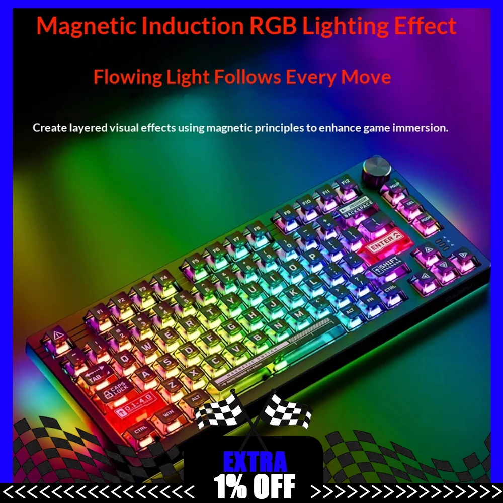 DAREU EK75RT Wired Keyboard  RT High Sensitivity 45g Linear Magnetic Axis Gaming Keyboard 50 Species RGB For CSGO Pc Accessories