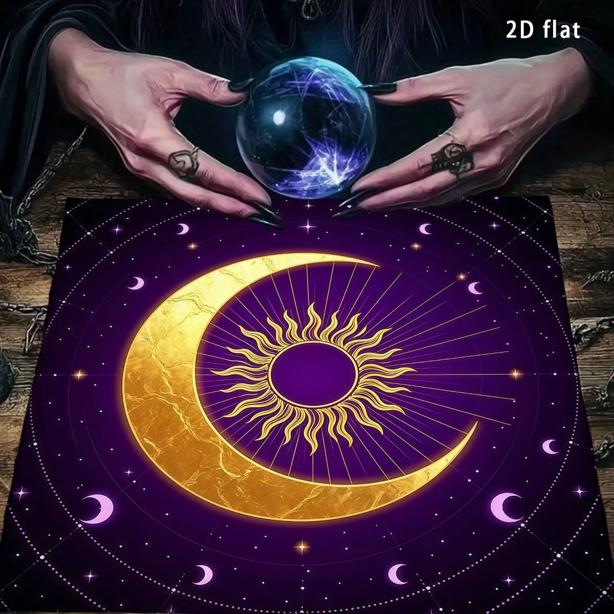 50/75/110cm Golden Sun Moon Phase Tarot Tablecloth Altar Cloth Tarots Cloth Starry Sky Spiritual Oracle Card Pad Home Dorm Decor