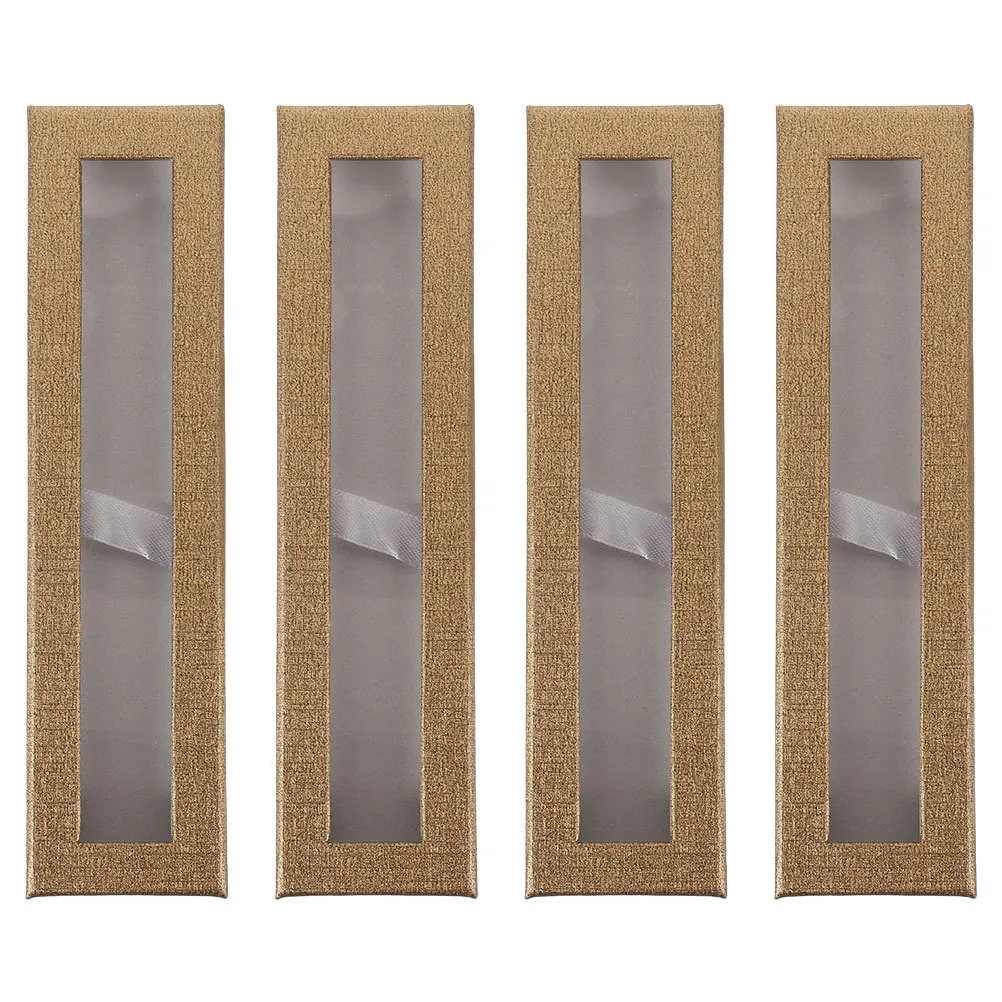 4 قطع صندوق أقلام ورقية بتصميم بسيط مع نافذة شفافة مقلمة فارغة لأقلام حبر جاف جل مدمجة محمولة