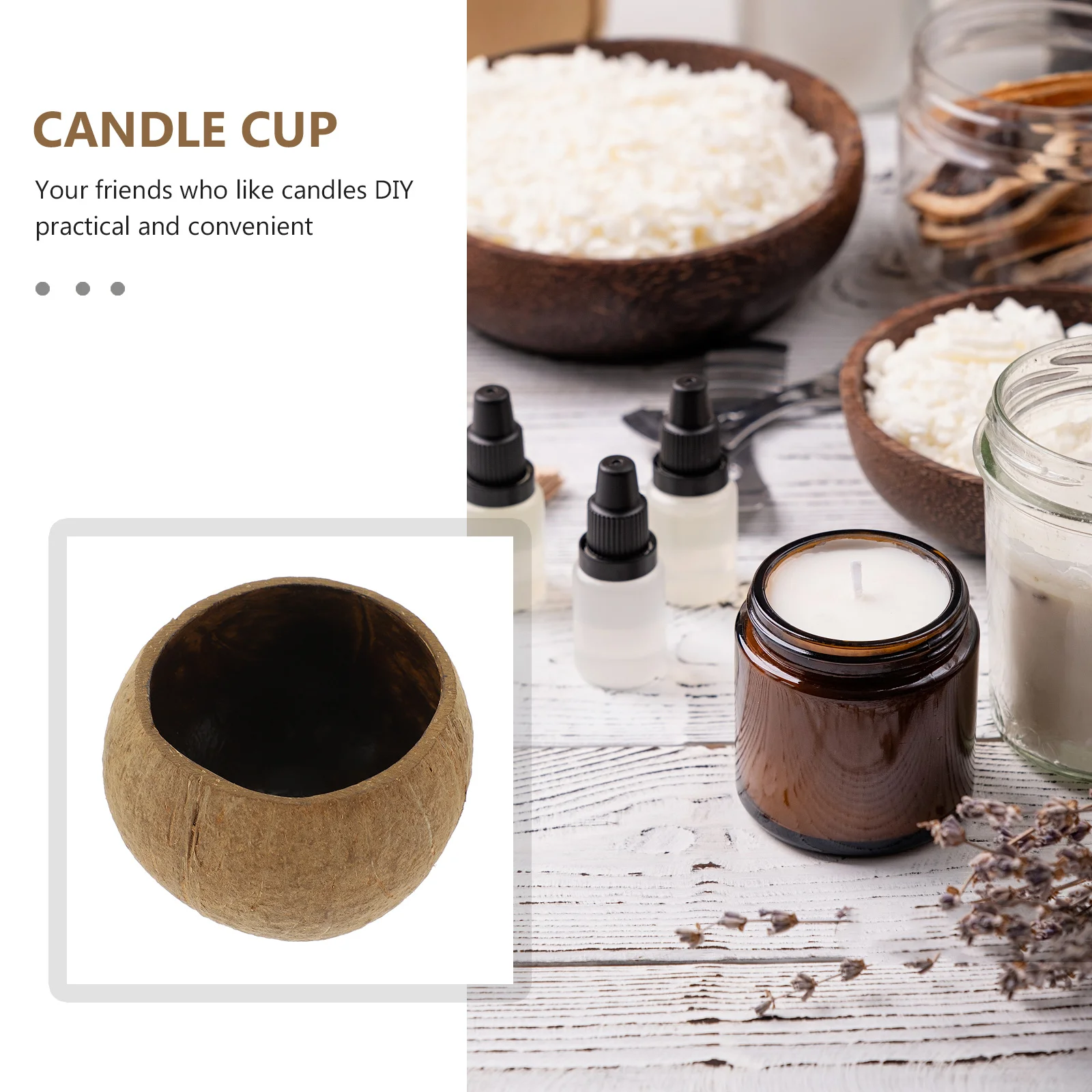 

Coconut Shell Large Empty Soy Wax Container For Diy Coconut Shell Holder Making Beach Decor Storage Jar