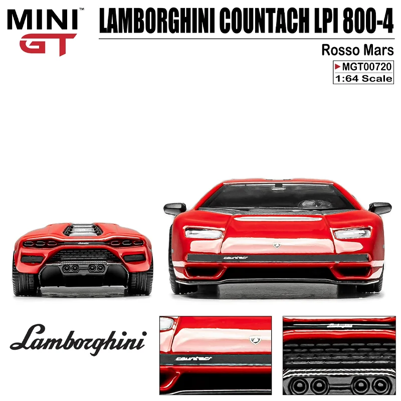 MINIGT Scale 1/64 LAMBORGHINI COUNTACH LPI 800-4 Rosso Mars Alloy Toy Motor Vehicle Diecast Metal Model Gifts