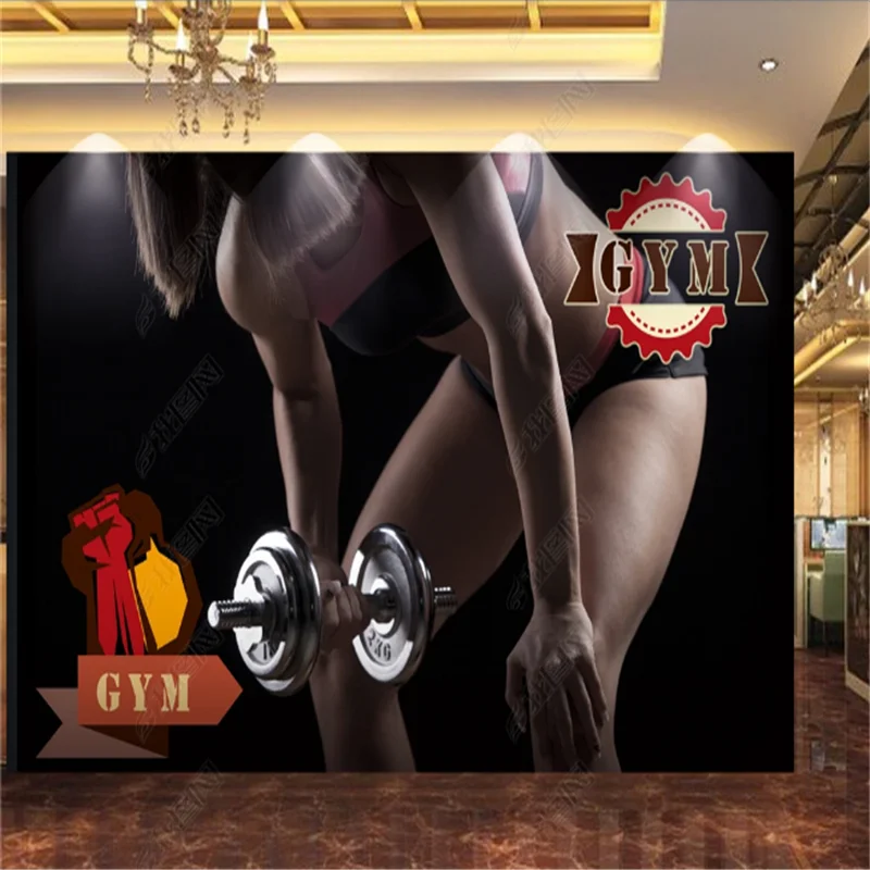 

Custom Modern American Fashion Gym Mural Wallpapers Industrial Decor Fitness Fitness Background Wall Paper Papel De Parede 3d