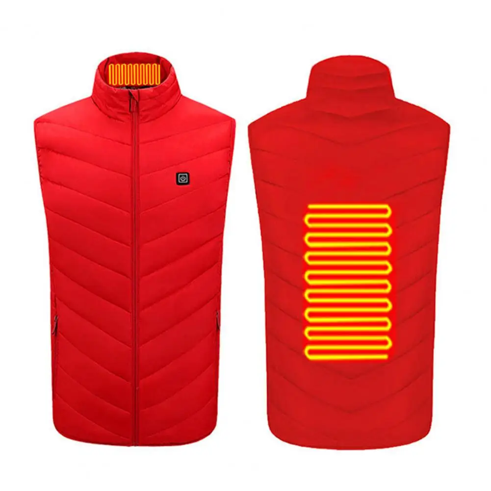 Unisex Heated Waistcoat USB Heating Jacket 3 Temp Modes 2 Zones Vest Coat Stand Collar Windproof Insulated Electric Thermal Coat