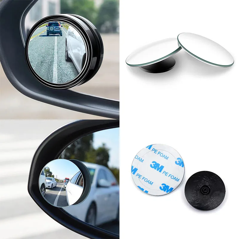 360 Degree Car Blind Spot Rear View MirrorWide Angle Adjustable Small Round Mirror CarReverse Auxiliary Rearview Convex Mirror