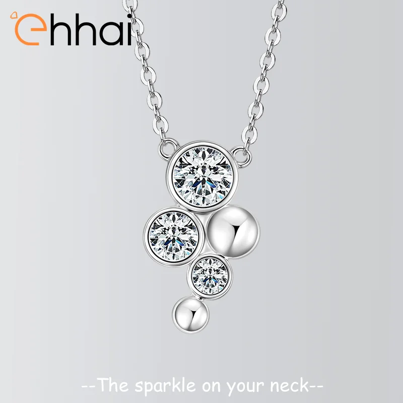

Ehhai, круглый кулон с муассанитом, ожерелье, цепочки для женщин, стерлинговое серебро S925, ювелирные изделия на шею, подарки для свадебной вечеринки, колье