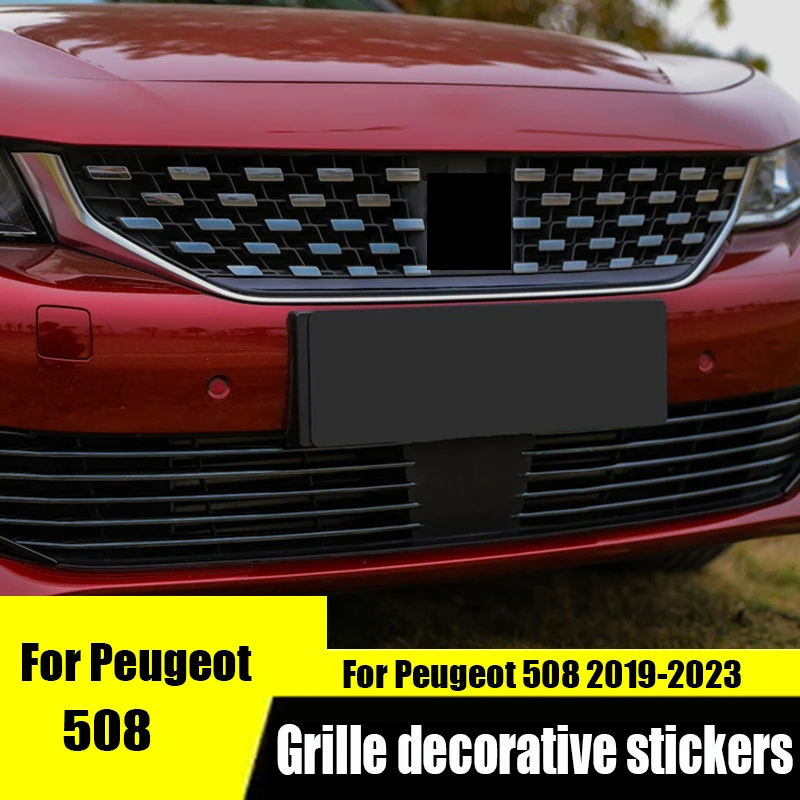 For Peugeot 508 2023 2022 2021 2020 2019 Black samurai grille decoration color changing grille strip protection