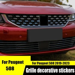 For Peugeot 508 2023 2022 2021 2020 2019 Black samurai grille decoration color changing grille strip protection