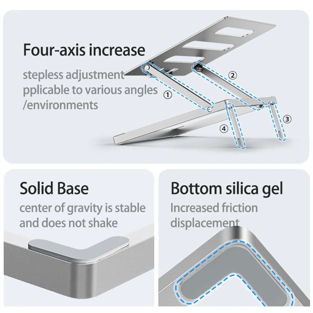 Laptop Stand Adjustable Foldable Aluminum Portable Laptop Stand High Quality Computer Stand Suitable For Laptops Up To 17.3 Inch