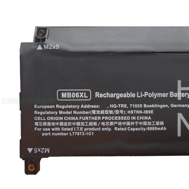 CP Laptop Battery MB06XL 83Wh/6880mAh For ZBook Studio G8 15.6Inch,Create G7 HSTNN-IB9E L77973-1C1 L78553-002,L77034-005 2J3H8PA