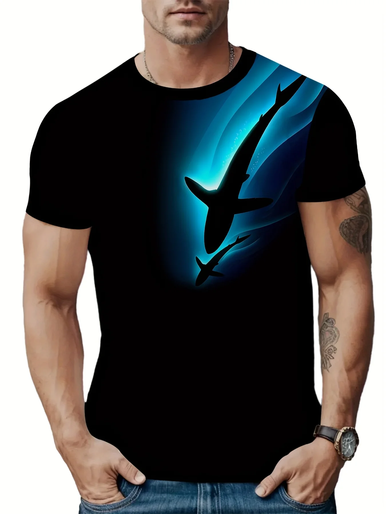 

Fashionable Sports and Casual Men's 3D Printed T-shirt Outdoor Sports T-shirt Round-neck Shirt Summer and Spring Clothing