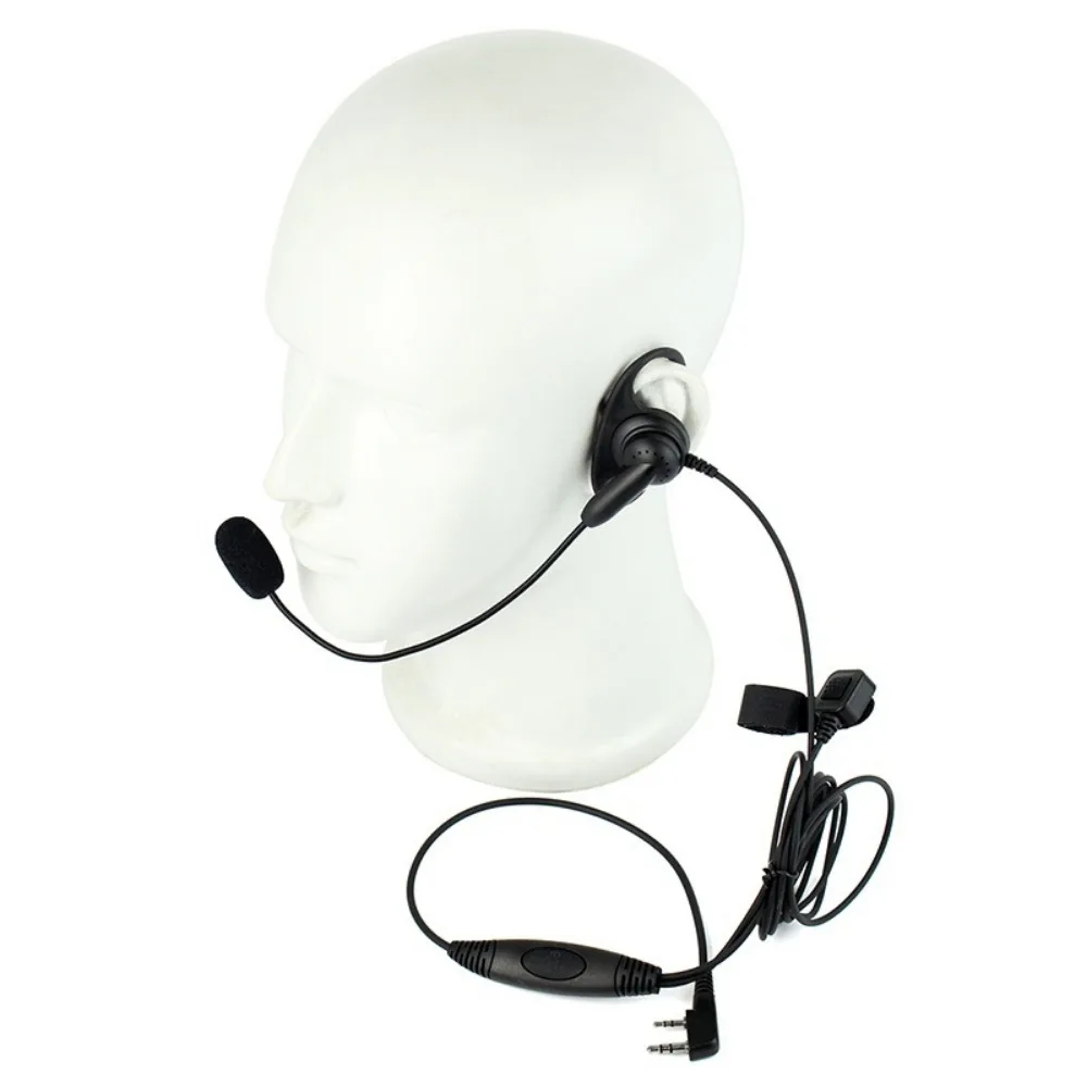 2 PIN D-Shape Earpiece Headset Boom Mic Finger PTT for KENWOOD/BAOFENG 888s UV82HP GT-3/TP 5RA F8HP F9 UV5R Two Way Radio