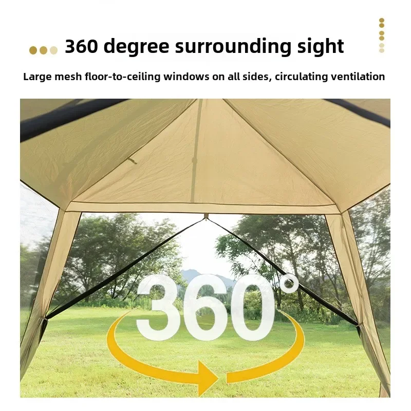 Outdoor Camping Mosquito Net Automatic Tent Waterproof Silver Glue Anti-ultraviolet Beach Picnic Awning Camping Equipment 6-15 P