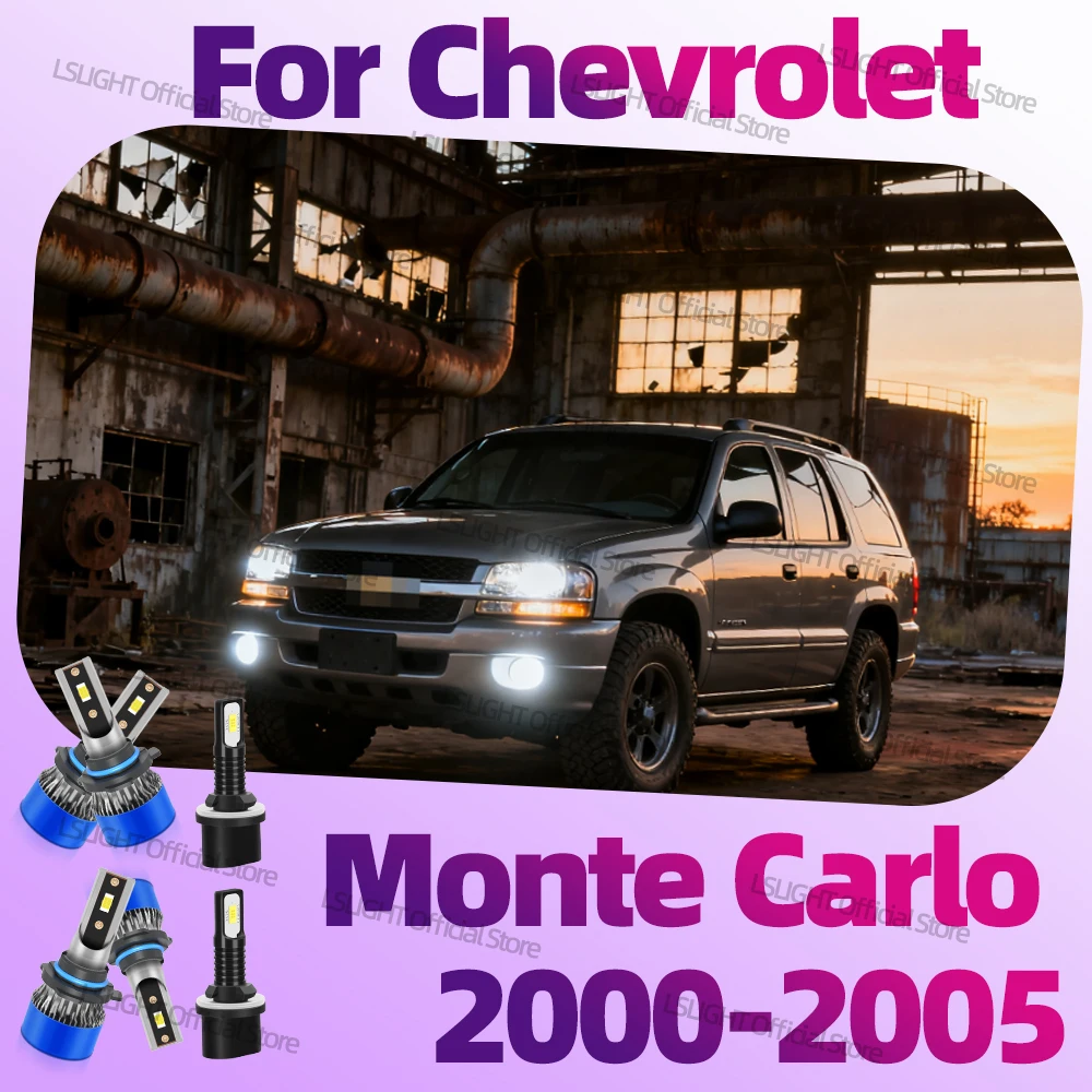 

2/6x Turbo Headlights 6000K CSP Fog Lamps For Chevy Monte Carlo 2000 2001 2002 2003 2004 2005 High Low Beam 20000LM 12V