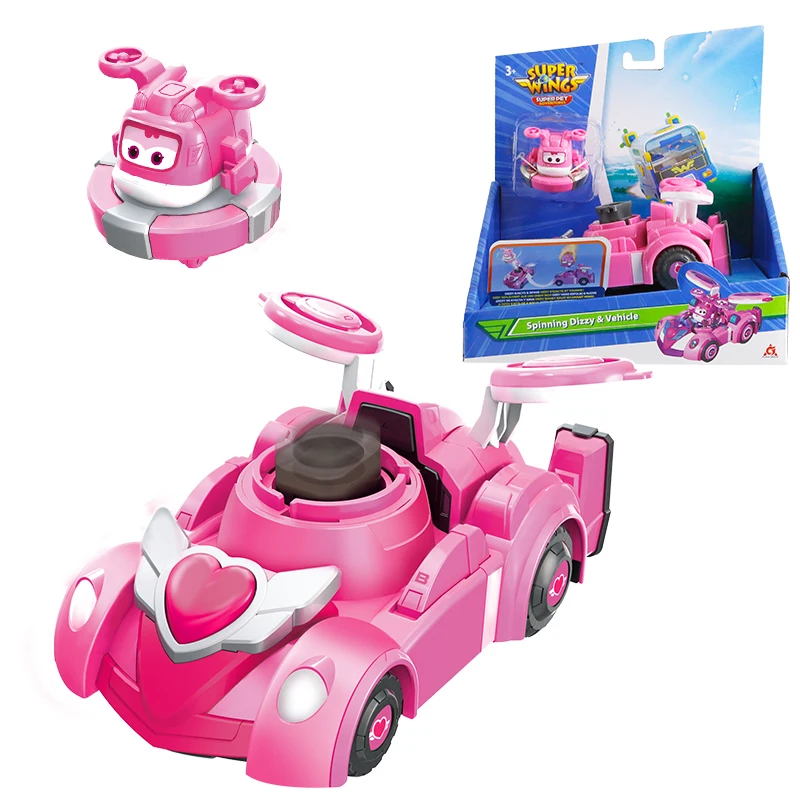 Super Wings Spinning Dizzy & Vehicle  2 - in-1 Spinning or Vehicle Mode Press Button Pop Out Dizzy Anime Battle Kids Toy Gift