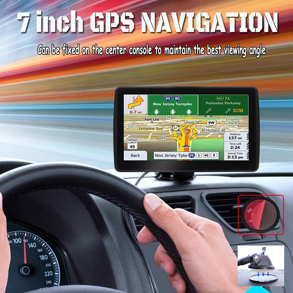 EOENKK 7 Inch Car Truck GPS Navigation Global Maps Europe North America Sat Nav Accessories 8GB Lifetime Free Updates