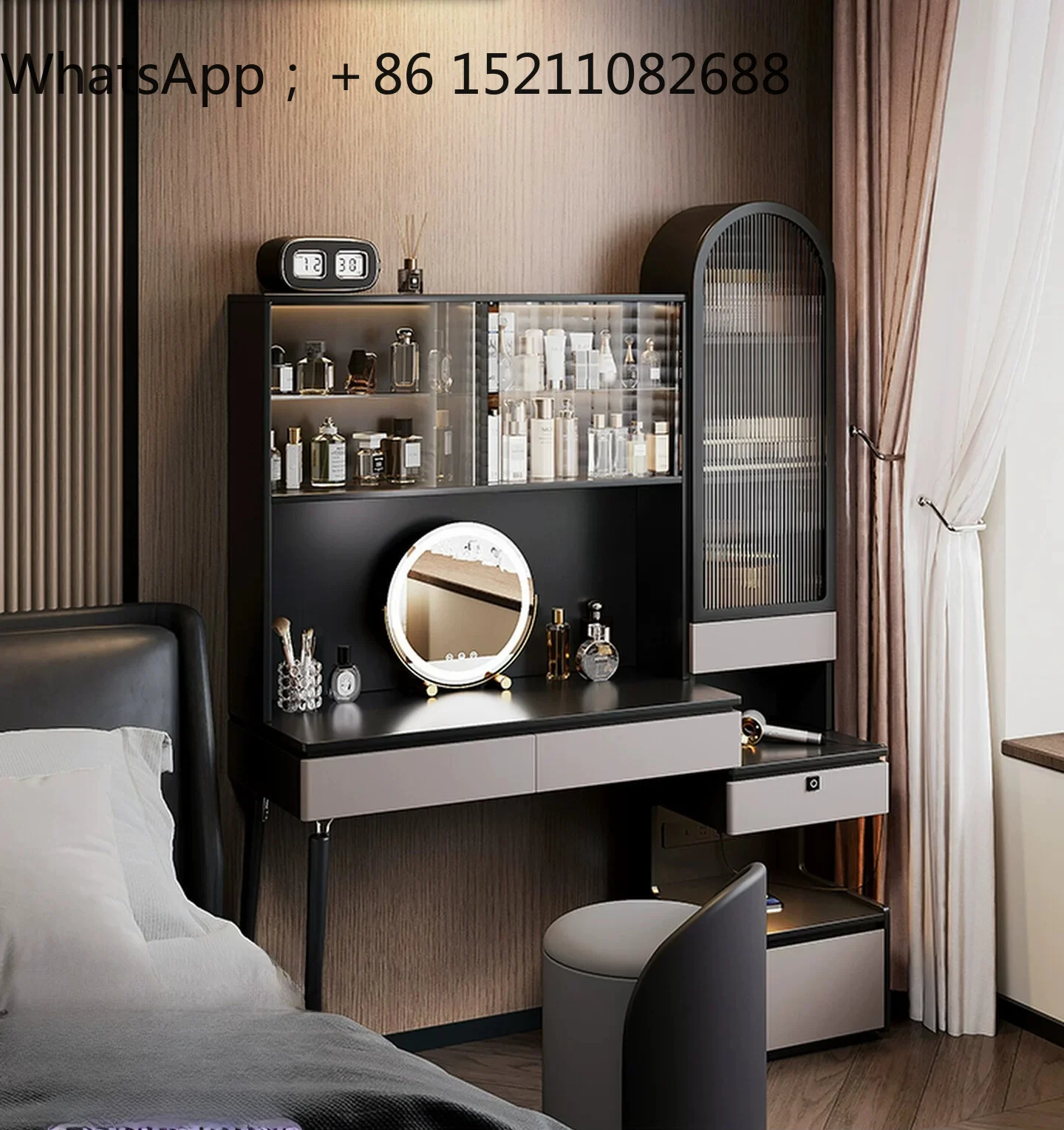 LLY Minimalist Dresser Desk Integrated Bedroom Light Luxury Makeup Table Home Premium Solid Wood Makeup Table New