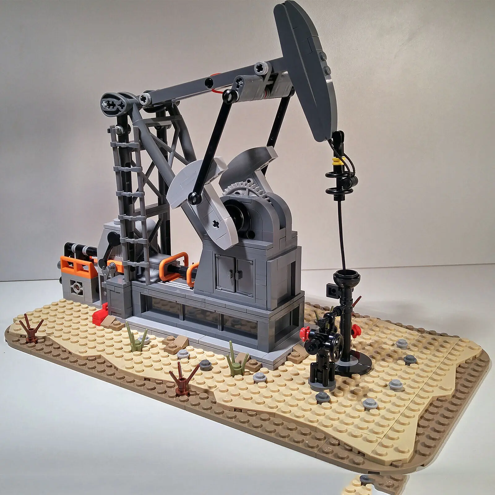 Functioning Oil Pump Jack Oil Derrick 474 Pieces Building Toys Set MOC Build