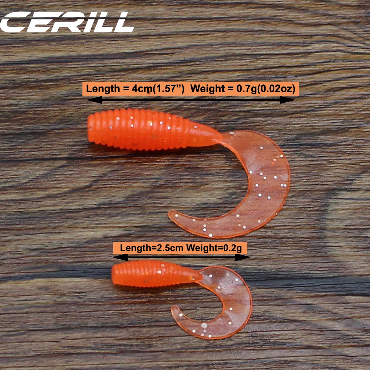 Cerill 50 PCS 25mm 40mm Mini Plastic Worm Grub Bait Wobblers Soft Fishing Lure Volume Tail Silicone Artificial Carp Bass Tackle