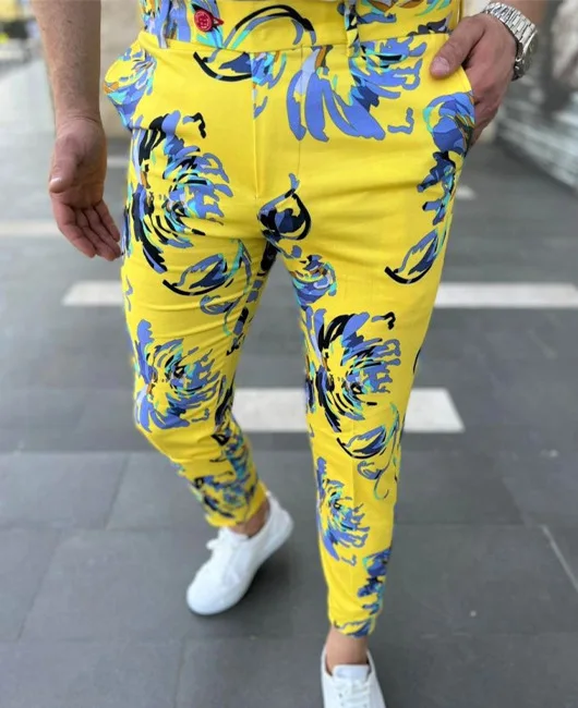 Calça escritório de tubo elástico reto masculina, conjunto de calça casual empresarial, estampada quadrada, moda verão, MA2