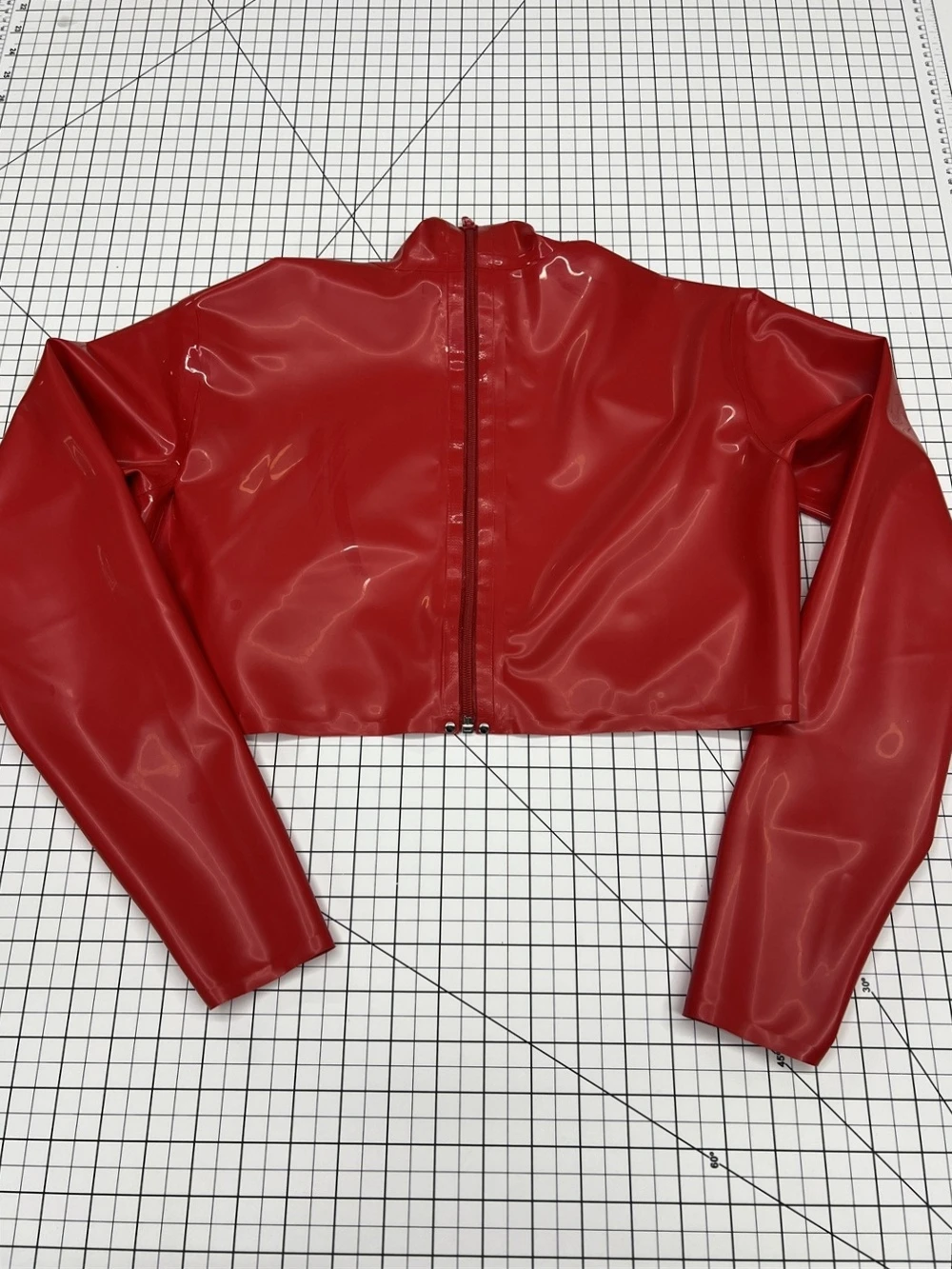 Red High Gloss Long Sleeve Crop Top Women's Costume Customized