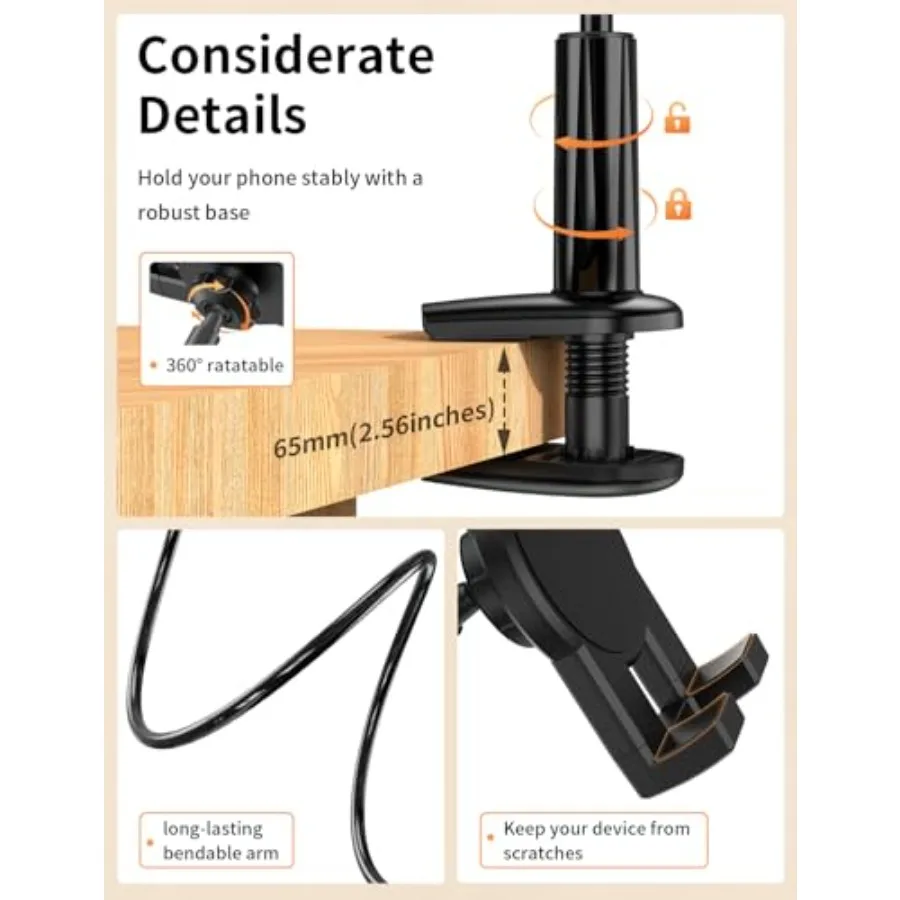 グースネックタブレットホルダー スタンド ベッド用 調整可能 フレキシブルロングアーム タブレットマウント テーブルにクランプ式 iPad Air Mini G対応