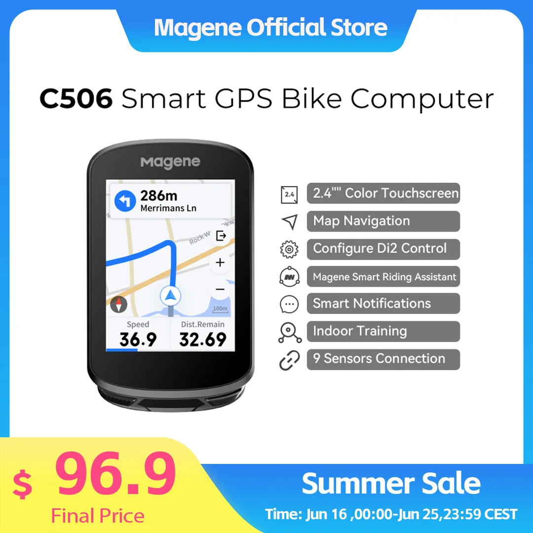 Magene C506 GPS Bike Computer Navigation WiFi Speedometer Color Touchscreen MTB Road Bicycle Odometer Cycling Training Notice