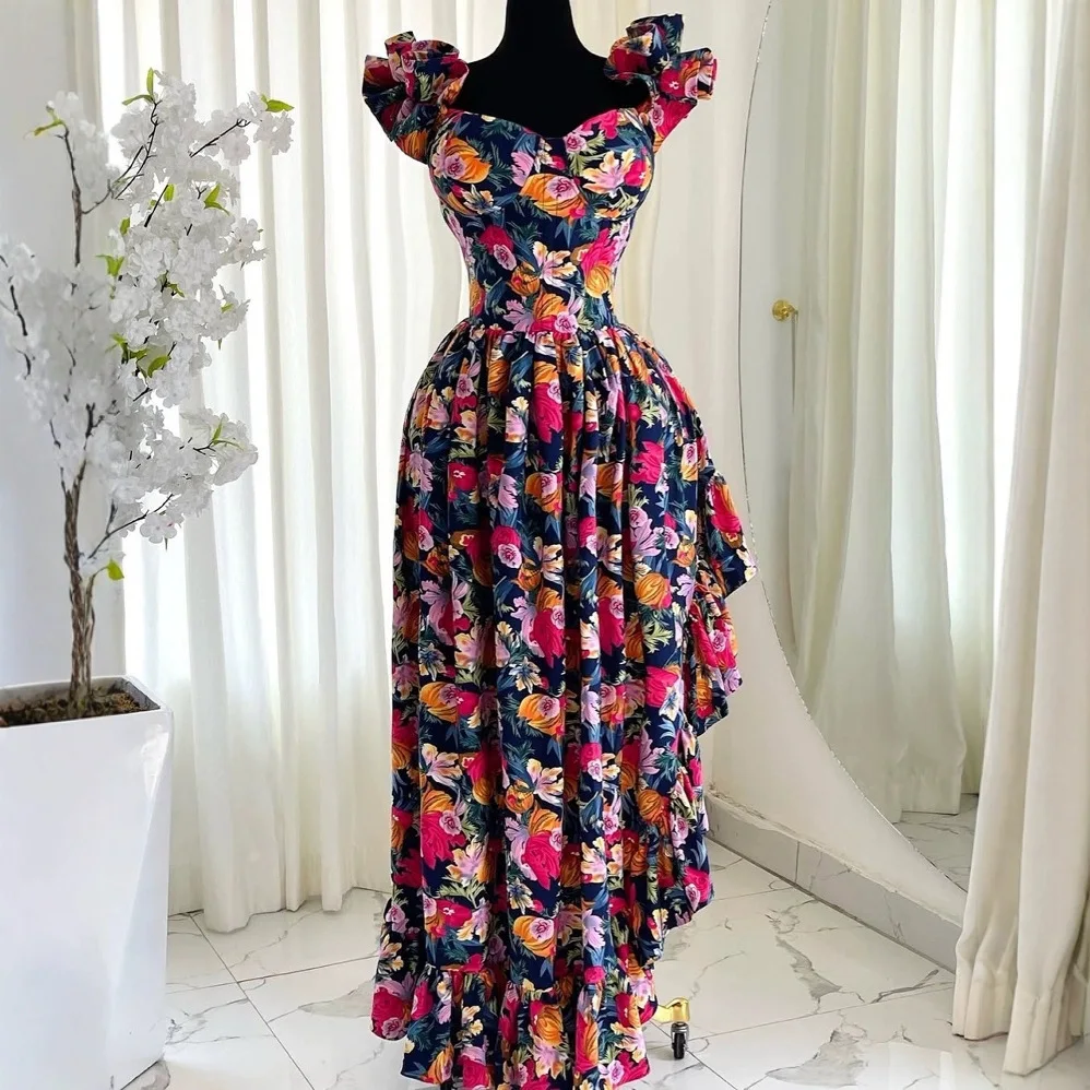 

Long Dress Women Dresses Pritn Floral Sling Vestidos Streetwear Y2k V Neck Irregular Elegant Bodycon Party Night Sleeveless