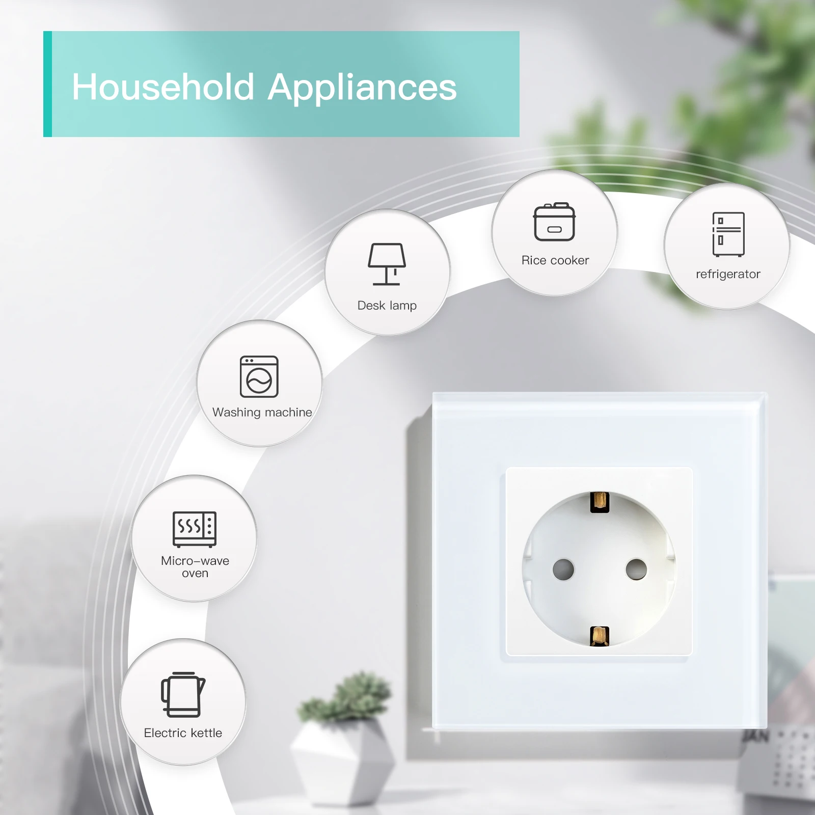 BSEED Single Type-C USB Socket Double Wall Electrical Sockets Triple Power Outlets Crystal Glass Frame EU Standard  16A