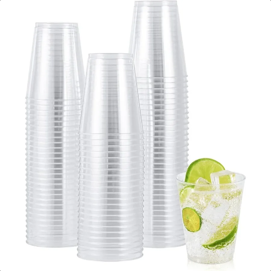 

8 oz Clear Plastic Cups Heavyduty 100 Pack Clear Plastic Cups Tumblers Perfect for Wedding Thanksgiving Christmas Halloween Pa