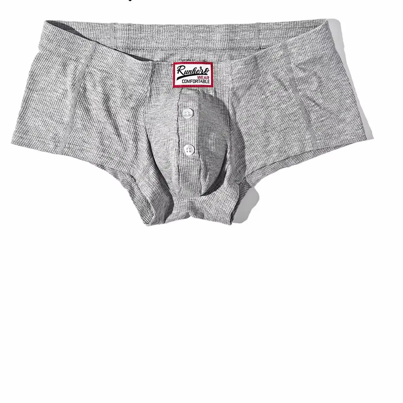 Men's Comfortable Slim Fit Flat Underwear Synthetic Cotton High Elasticity Button Decoration Solid Color Innerwear