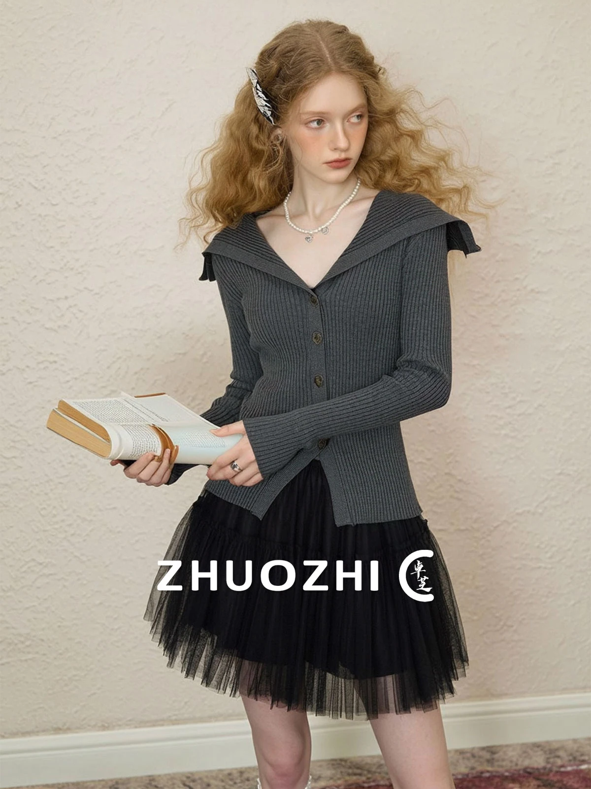 

Женский свитер ZhuoZhi Slim Fit: новая весенняя коллекция, с высоким воротником, на одной пуговице, повседневный, мягкий, с длинными рукавами, модный