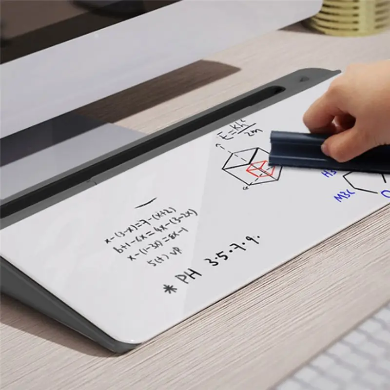 QWE-Desktop Keyboard Mini Whiteboard Writing Board Tempered Glass Business Office Erasable Note Memo Dry Erase Board