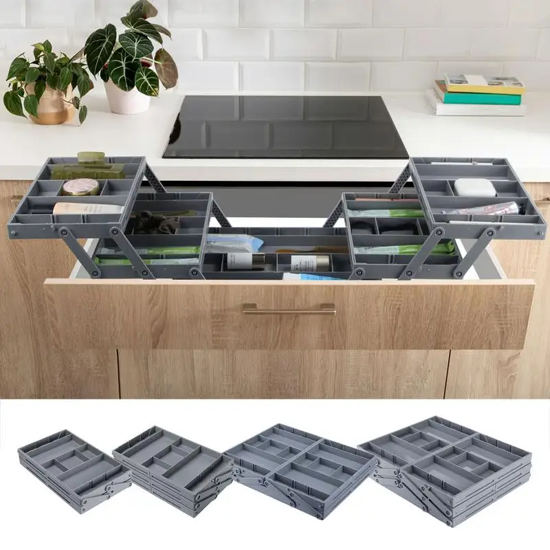 Drawer Organizer Tray 2/3 Tier Storage Expandable Drawer Jewelry Organizer Foldable Desktop Organizer Box Adjustable