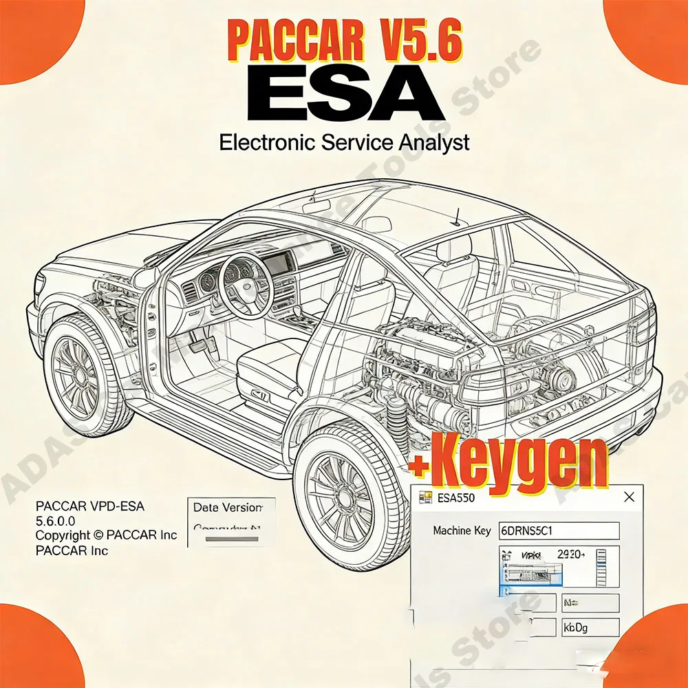 

ESA Electronic Service Analyst 5.6 + 2023 SW FLASH FILE con Keygen Desbloqueo PUNLOCK para Pac-car Car Software