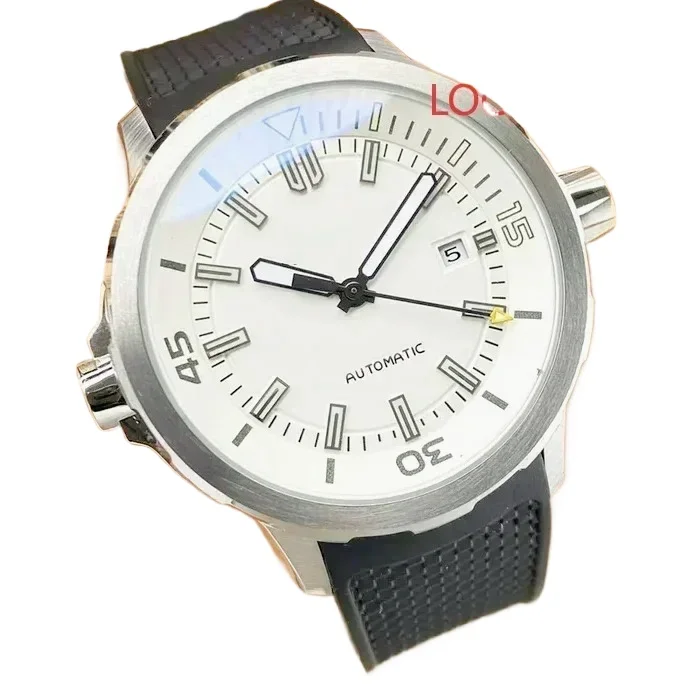 

High End Sport Mechanical Watch Men Automatic Movement Fine Steel Case Fashion Black Blue Rubber Strap Clear Sapphire Crystal