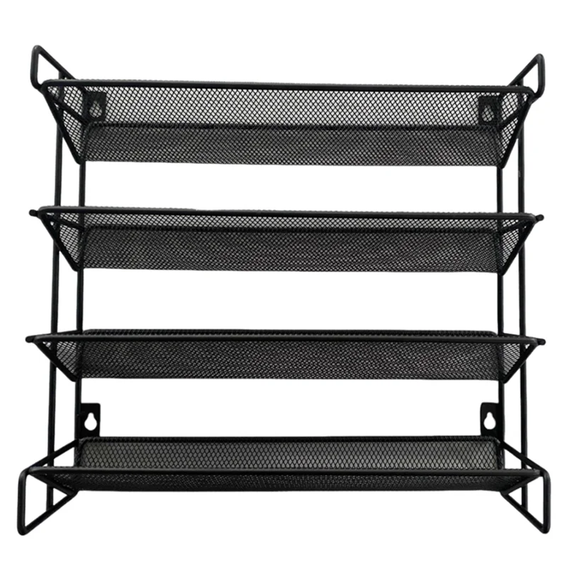 ABLL-4 Tier Spice Rack Organizer Space-Saving Metal Spice Jar Organizer Seasoning Organizer For Kitchen Cabinet Countertop