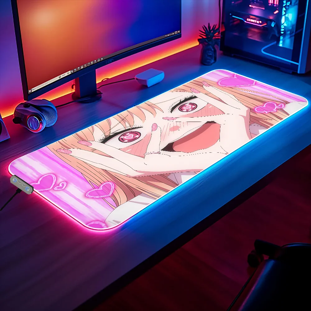 لوحة ماوس ألعاب كيتاجاوا LED وسادات مارين بإضاءة خلفية مطاطية لسطح المكتب XXL RGB Desk S Micro USB